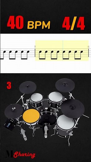 Eighth Note On The Snare Drum Exercise - 1 (40 BPM - 4/4 )