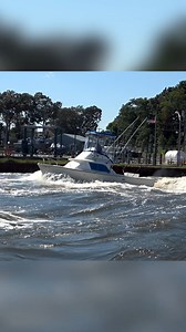 31 Bertram pushing through the Point Pleasant Canal | Shore Boats