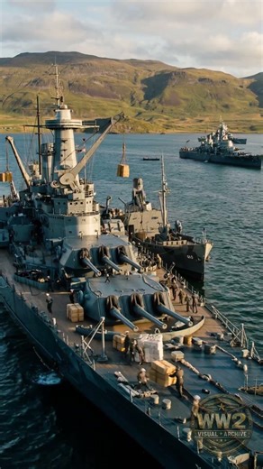 USS Washington Battleship Trio Re supply Leads Allied Armada Convoy!