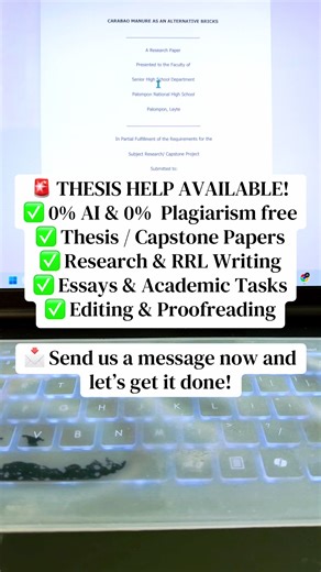 🎓 ACADEMIC COMMISSIONS AVAILABLE! Need help with your school requirements? We offer: ✅ Thesis & Research Assistance ✅ Essays, Case Studies & Reflections ✅ Concept Papers & Reports ✅ Academic Editing & Formatting 📩 Message us today for inquiries! #thesis #commissionsopen #research #fyp #academiccommissionsph