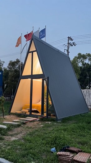 1.3M views · 19K reactions | https://wzhhouse.com/ A Frame Prefab Airbnb Tiny House Modular Home Outdoor Living #prefabhouse #modularhouse #airbnb #home #house | Wzhhouse | Facebook