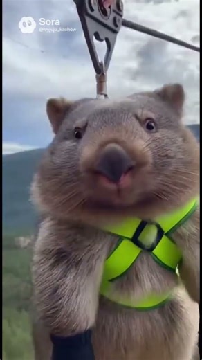 OMG! Wombat Zipline FAIL 😱🚠 3#shorts #fail #shorts #wombat #zipline