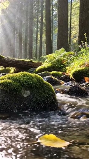 Forest Stream: Gentle Water Sounds & Soft Sunlight