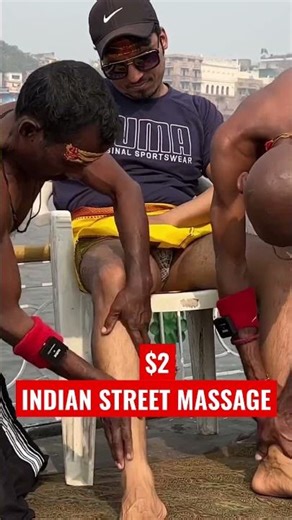 $2 INDIAN STREET MASSAGE AT HOLI CITY VARANASI | ASMR Street Barber