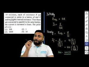 10 resistors, each of resistance R are connected in series to a battery of emf E and negligible inte