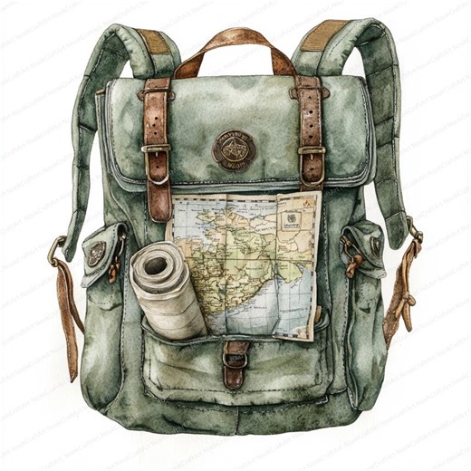 24 Backpack Clipart Collection | Digital School Bag Illustrations | Printable Watercolor clipart | High Quality JPGs | Paper craft