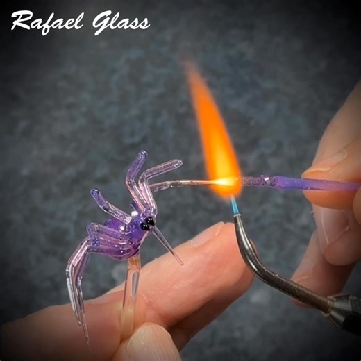 The devil is in the details… - Using Opalized Royal Jelly glass from glowinglass.com RafaelGlassArt.Etsy.com . #glass #glassart #glasssculpture #art #borosilicate #flameworking #sculpture #glassfigurines #fire #Flames #spider #glassspider #opal #glowinglass #royaljelly #sparkling | Rafael Glass