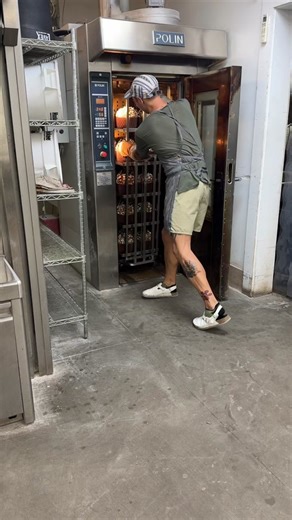 Got to use our new inverting panettone rakcs to the test today! So stoked. Pistachio cherry white chocolate panettone available this weekemd while supplies last. #fyp #danthebaker #panettone