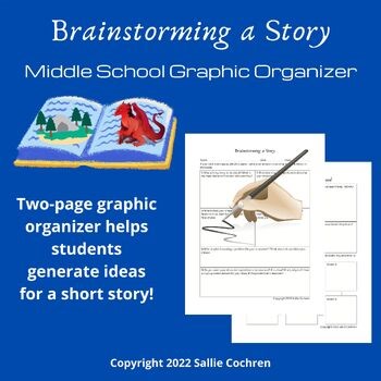 Brainstorming a Story, Graphic Organizer for Middle School, 6th 7th 8th Grade