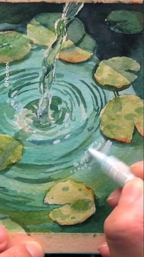 Sparkly water ripple with watercolors: Full tutorial linked