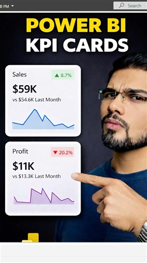 How to create a KPI visual in Power BI #powerbi #excel #datavisualization