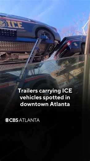 A trailer was spotted in downtown Atlanta carrying ICE vehicles earlier this week. The video, obtained by CBS News Atlanta, was captured Tues. Jan 20 in front of the Homeland Security office. ICE did not respond to our request for comment. The sighting comes as Georgia Sen. Jon Ossoff and Social Circle mayor David Keener are asking the Department of Homeland Security for answers about a reported plan to turn a warehouse in the city limits into a holding center for immigrant detainees, after a Wa