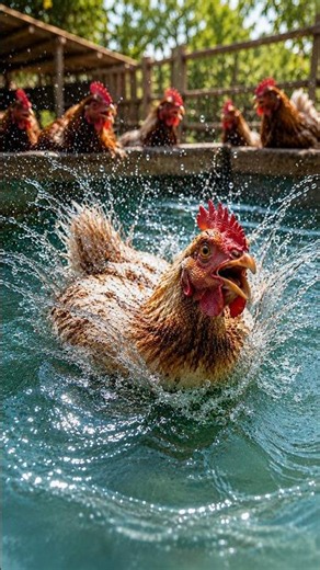 Chicken Farming | Can Chickens Really SWIM?! 🐔💦 #chicken #freerangechickens #raisingchickens