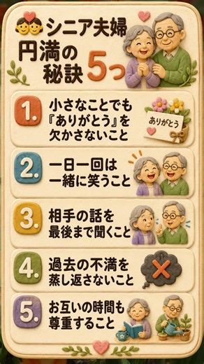 💑 シニア夫婦円満の秘訣 5つ