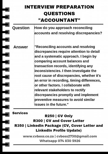 Interview Preparation Questions - Accountant | www.cvboss.co.za #cvboss #cvwriter #interviewprep