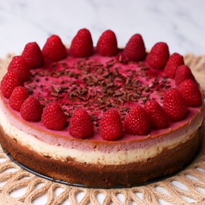 1M views · 1.2K shares | Swap out the cream cheese for Greek yogurt in this chocolate raspberry cheesecake recipe! Recipe: https://tasty.co/recipe/raspberry-chocolate-greek-yogurt-cheesecake | Tasty | Facebook