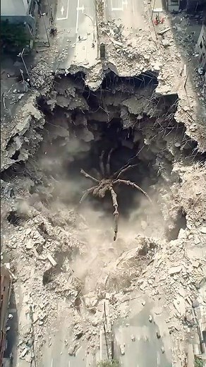 Drone Captures Something Crawling Out of a Collapsed Sinkhole