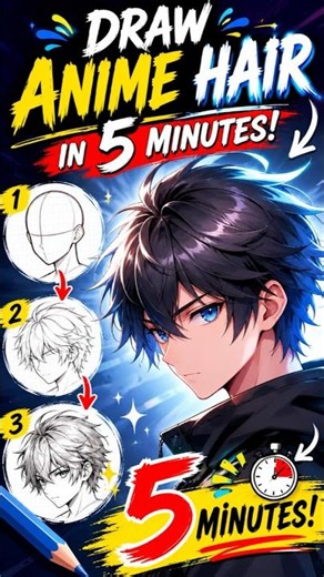 🔥 Anime Hair in 5 Minutes!? 😱#AnimeDrawing