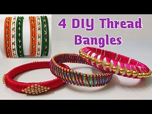 4 DIY Thread bangles | How to make silk thread bangles | Beaded jewelry