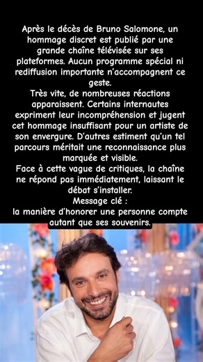 Bruno Salomone et France Télévisions : Une Polémique sur l’Hommage // #Shorts #viral #tendance