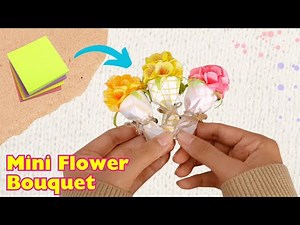 How To Make Small Paper Flower Bouquet💐| Sticky Note Origami | Easy Paper Flower Craft Tutorial