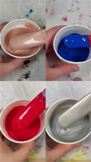 Mixing up FOUR acrylic paint colors with Floetrol (red, rose gold, blue, & silver)