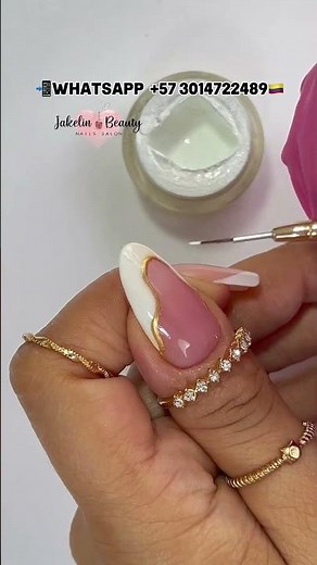💕Diseño En Uñas Con Francés y Relieves/ Uña Almendrada💅 #uñasconfrances