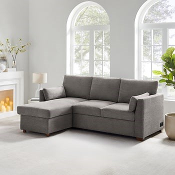 Coddle Luke Fabric Sleeper Sofa with Reversible Chaise and Storage, Gray