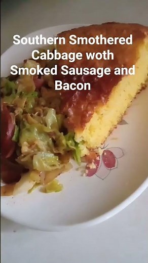 Easy Southern Smothered Cabbage with Smoked Sausage and Bacon, Easy Skillet Dinner
