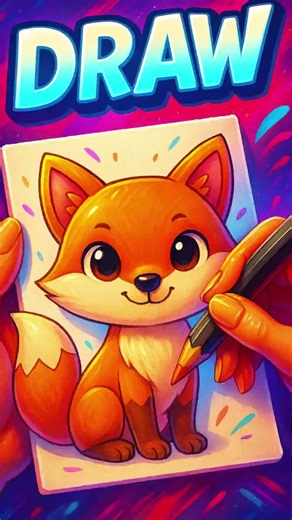 Easy Cute Fox Drawing ✏️ Kawaii Art | Trending Drawing Tutorial #shorts #trendshorts