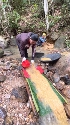 Hunting for gold in small mountain rivers with simple equipment..!! #hunting #foryouシ #gold #nature #mining #traditional #sluicebox #fb | Iskandar Lelek