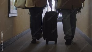 Close up rear legs shot of man and woman