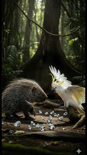 hybrid animals + cockatoo + diamond