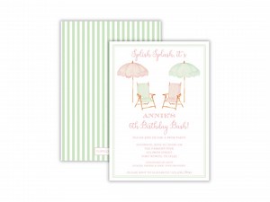 Watercolor Girl's Pool Party Invitation | Preppy Pool Party Invitation | Beachy Swim Party Invitation | Beach Birthday Party | Printable - Etsy