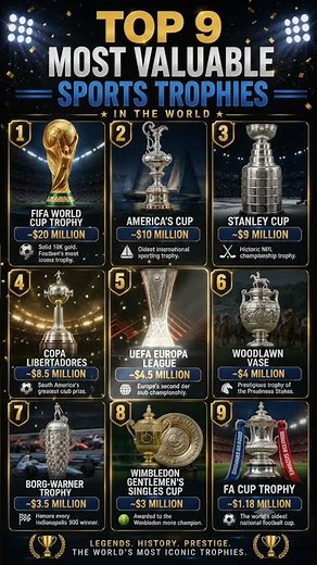 🏆 Top 9 Most Valuable Sports Trophies in the World 💰 #football #worldcup #sports #ranking #soccer