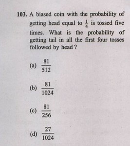 103. A biased coin with the probability of getting head equal t... | Filo