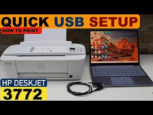 HP DeskJet 3772 USB Setup With Windows Laptop, Quick Setup, USB Cable Printing.