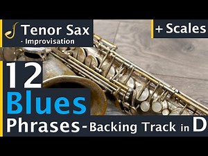 Tenor Saxophone 12 Blues Phrases Backing Track Jam in D | Improvisation