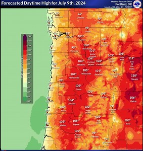New Oregon weather map shows where high temps Tuesday might hit 110