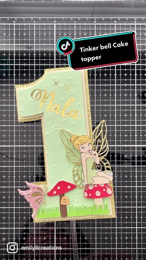 Add foil to this first birthday cake topper. #tinkerbell #tinkerbelltheme #fyp #foryou #foryourpage #ordernow #caketopper #caketoppers #caketopperideas #caketoppersoftiktok #fairytail #fairy #fairytale #partydecor #party #birthday #birthdaygirl #birthdayparty #instagram #nala #etsysmallbusiness