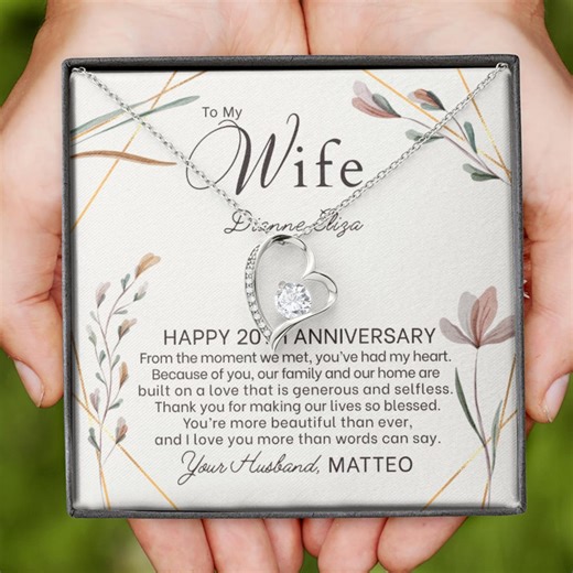 20th Anniversary Gift for Wife From Husband, Forever Love Necklace, 20 Year Wedding Anniversary Jewelry With Custom Message Card - Etsy