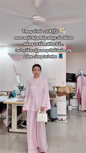 Thay vì bỏ 2 TRIỆU 💸 mua bộ pháp phục bà ba tơ tằm Nha Xá, tui tự lên rập may thử luôn ✂️ Xem tui làm có ra gì không nha 😆 Ai đang học may thì lưu lại 🧵✨ #phápphục #mayvá #diyfashion #handmadevn #learnontiktok