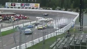 Heart-stopping footage — incredibly, everyone survived the crash. Video courtesy James McDonald/JDM Race Broadcasting Read the full story at www.cbc.ca/1.3228127 | CBC Nova Scotia