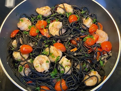 SHRIMP SQUID INK PASTA | HOW TO MAKE SQUID INK PASTA