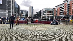 Gun firing demos always look better in slo-mo 🎥 Here’s our Judge Dredd v Pa Angel combat at our dockside Amphitheatre 🏟 You can catch the whole performance at our half-term #Superheroes event all week ⚔️ https://buff.ly/39hdPSC 📆 | Royal Armouries