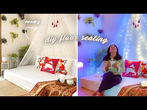 DIY Canopy| Floor Seating Ideas for Living Room
