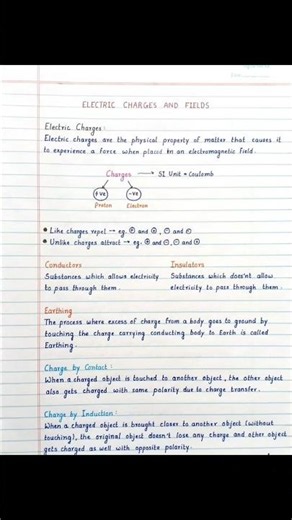 Electric Charges and Fields Class 12 Notes | Physics Chapter 1 Handwritten Notes