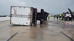 PHOTOS: Hail damage, overturned semi-trucks seen across North Texas as severe storms swept through Friday
