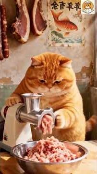 CHEF ORANGE CAT COOKS EGGPLANT FOR HIS COUSIN! #ChefOrangeCat #FunnyCat #CuteCat #petcookingshow