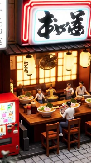 Mini Ramen Shop in Tokyo 🍜 Steam, Noodles & Slurps in 8K Miniature